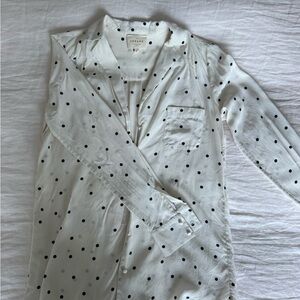 Sezane silk Ivory Blouse with Black Dots